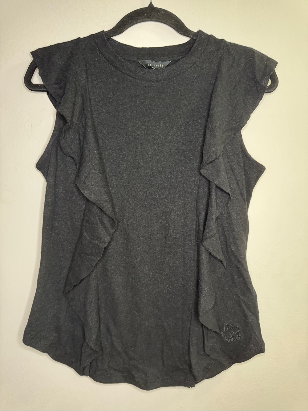 Ted Baker Sleeveless Ruffle Charcoal Top